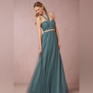 Jenny Yoo 'Annabelle' Convertible Tulle Column Dress in Vintage Teal